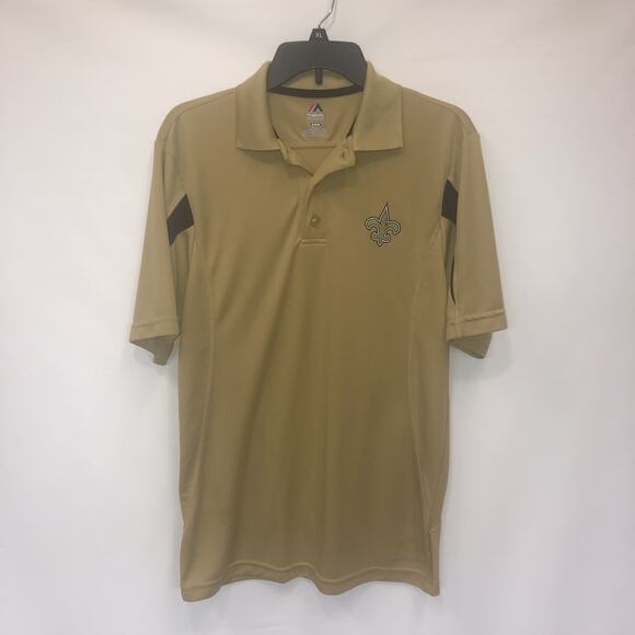 Majestic Button Up Adult Medium Mens Multicolor Short Sleeve Cotton Blend Polo - Picture 1 of 8